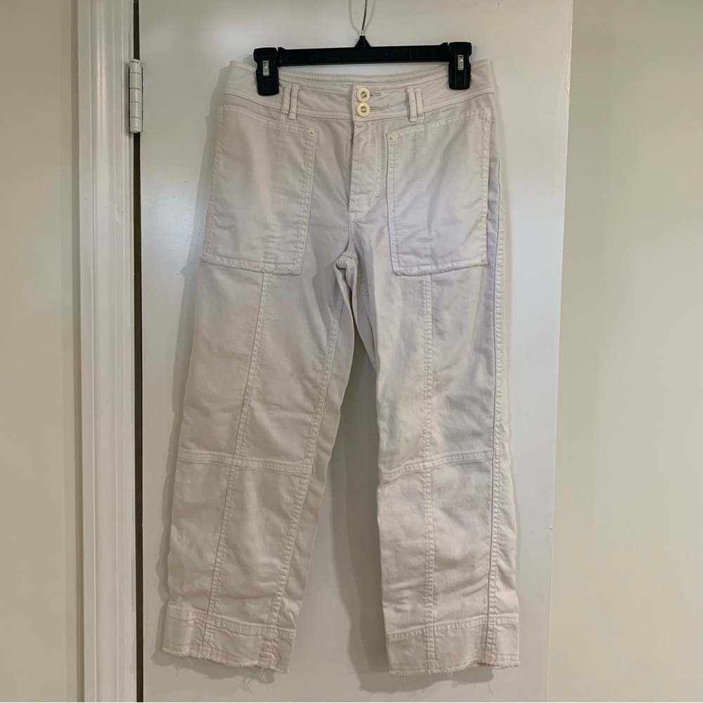 Anthropologie Women’s Cargo Pocket Utility Cropped Raw Hem Pants Size 26 Street